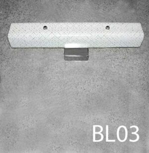 BL03-Qty-2. Chrome base with white design glass bathroom Vanity light. 4 lamp medium base bulbs-  20" long.
