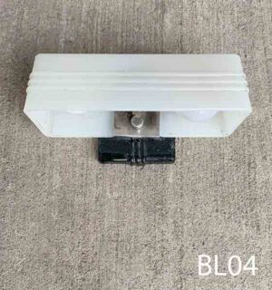 BL04-Qty-2. Black and milk glass vintage bathroom sconce with two medium base sockets.  5”H x 11”W.