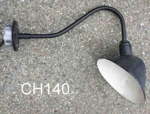 CH140 - Qty- 9.  12in D black china hat on  24in on gooseneck c/w box and cord