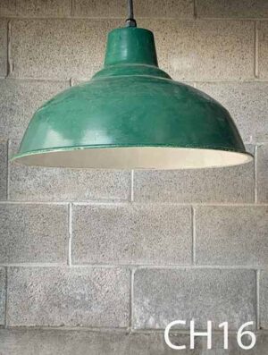 CH16-Qty-20.  Green 21″ diameter china hat with medium base bulbs and cord. 8 cages available  -CH16A-Qty-19.  21″ diameter with mogul base and cord