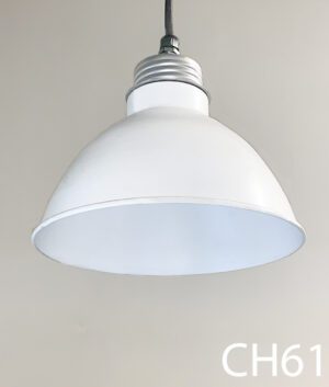 CH61-Qty- 7.  White 12" D china hat c/w cord. Medium base bulb