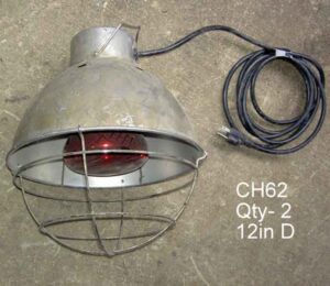 CH62-Qty- 2.  Aluminum 12in diameter china hat c/w cage, cord