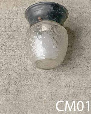 CM01-Qty- 2. Black base with vintage glass 5"D