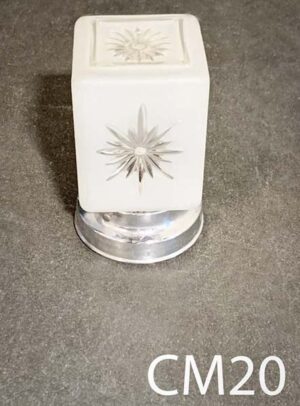 CM20-Qty-1. Aluminum base with vintage white design glass