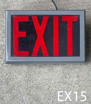 EX15-Qty-3. Gray wall mount only exit with red letters and cord