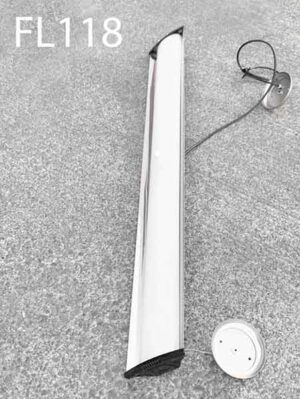 FL118-Qty-12. Black fluorescent with white lens and hybrid 24 volt leds, c/w cord.