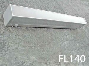 FL140-Qty-3. Grey Hospital bed light 2- 4' T8 lamps for down, 1 light for up. Has switch, plug, and red indicator light on bottom face c/w cord.   Led package available. 51 1/2″ L X 5″ H X 7″ D