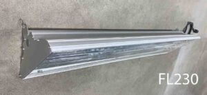 FL230 - Qty - 16. Aluminum 4ft, 2 or 4 lamp T5, c/w plexiglass lens and cord.  Led package available.12″ W x 48″ long