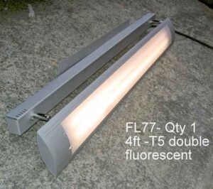 FL77-Qty-1. Grey 4′ T5 double fluorescent wall mount c/w swivel and cord