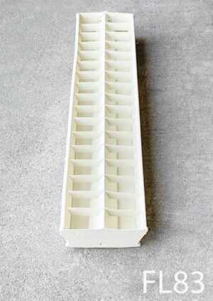 FL83-Qty-3. Beige louvered vintage 2 lamp T12 fluorescent c/w cord. Led package available.