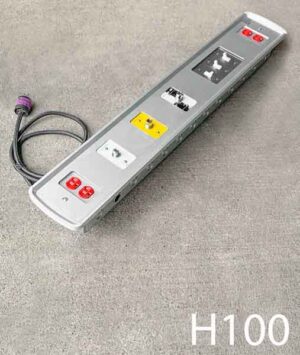 H100-Qty-2. Grey hospital panel 38″ W x 6″ H x 3 1/2″ Deep. c/w cord. Both plugs work from cord