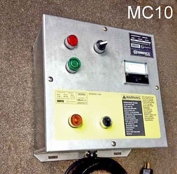 MC10 - Qty-12.  Aluminum 12″ x 12″ box,  c/w working switch, lights and gauge c/w cord