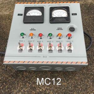 MC12 - Qty-3.  10″ X 10″ metal box with hinged cover switches, lights, gauges