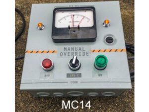 MC14 - Qty-2.  10″ x 10″ metal box c/w hinged cover, switch, lights, meter and cord.