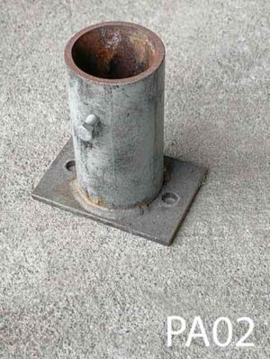 PA02-Qty-8. Metal mount for pole lights c/w tightening bolt for surface mounting.