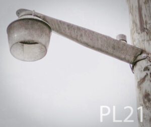 PL21-Qty-3. Grey post light with mogul base, lens and 20' cord. 2 lights are also high pressure sodium. 36" total length
