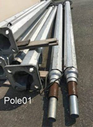 Pole01-Qty- 8.  Grey 13' pole wired with a cord available for single light or with PA04 for double light. 2 1/8 inch outside diameter at top. Fits on PA01 metal base.