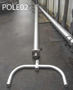 Pole02-Qty-2. Grey 16' 6'  pole for single light or with PA04 available for double light. Fits on PA01 metal base.