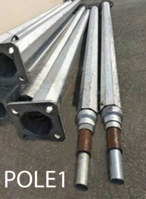 Pole01-Qty-8.  Grey 13' pole wired with a cord available for single light PL01, PL02, PL03 or with PA04 for double light. Removeable top to install arms PL06, PL08, PL13, PL14, PL20-25. Fits on PA01 metal base.