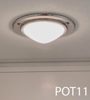 POTL11-Qty-2. Vintage chrome 7" pot light trim for shower. Fits over 5" pot light trim, c/w cord medium base bulb