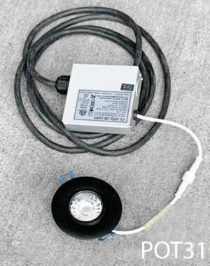 POT31-Qty-25.  Black 3” led pot light c/w cord and 120V power supply. Swivel center, dimmable, 3000K colour temperature.