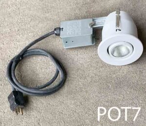 POTL07-Qty-4. 4" white pot light with swivel option and cord. Medium base socket.