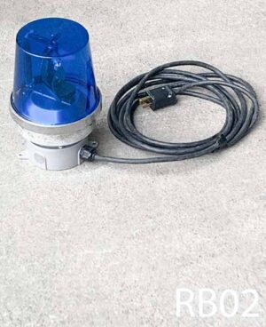 RB02- Qty-14. Blue rotating 120 volt beacon light with box and cord. 6"D