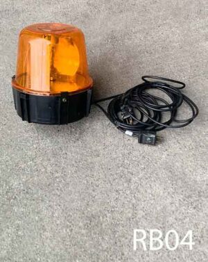 RB04- Qty-1. Amber rotating 120 volt beacon with two cords, one for light dimming, other for motor. 8"D