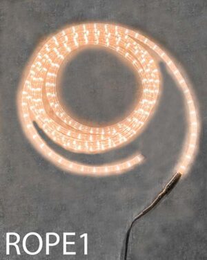 ROPE1-Qty-4. 18' tungsten rope light with 6' cord. ROPE2-Qty-4. 50' piece with cord.