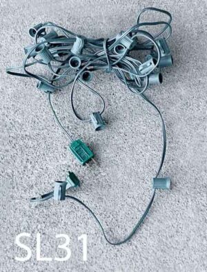 SL31-Qty-10. Green 20' candelabra base string lights with socket every 10"