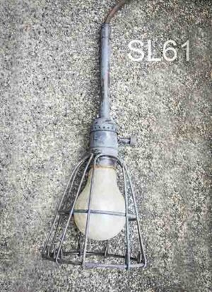 SL61-Qty-7. Metal cage on switched socket c/w brown cord