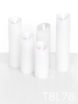TBL76-Qty-5. White LED candles that use two AA batteries. There are 5- 5", 6", 7", 8" and 9"