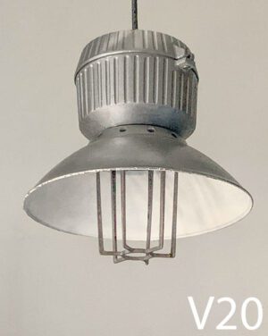 V20-Qty-12.  Grey 16″ D industrial pendant c/w cord.  Have 9 cages as seen