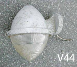 V44 - Qty-1.  Grey aluminum wall mount 12in high uses medium base bulb