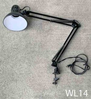 WL14-Qty-16. Black metal desk lamps with 36" arm, switch, desk clamp and cord.