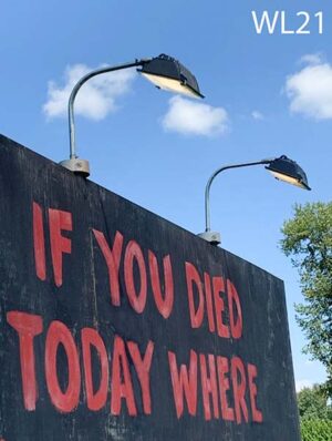 WL21-Qty-7.  Brown 500 watt quartz halogen fixture 16″ out and 14″high with wp box and cord