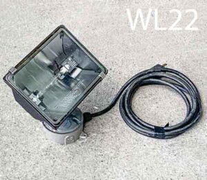 WL22-Qty-22.  Brown adjustable 500 watt Quartz Floodlight c/w box and cord
