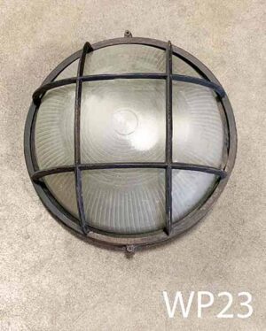 WP23 - Qty-8.  brown and black aged Marine light 10” D c/w cord