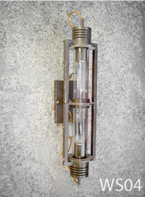 WS04- Qty-9.  Brown metal 2 lamp 16″ wall sconce with medium sockets