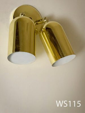 WS115- Qty-1 Brass double bullet sconce with medium base socket. 9”H. Vintage.