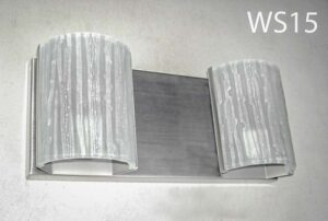 WS15-Qty-22.  Aluminum base with sculpted glass.  G9 bulb c/w cord. 11"W x 5"H.