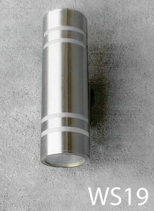 WS19-Qty-4. Stainless wall sconce up/down light medium base bulb. 13" H x 4" W