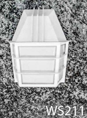 WS211-Qty-6. White exterior wall light,  10"H x 5"W uses medium base bulb