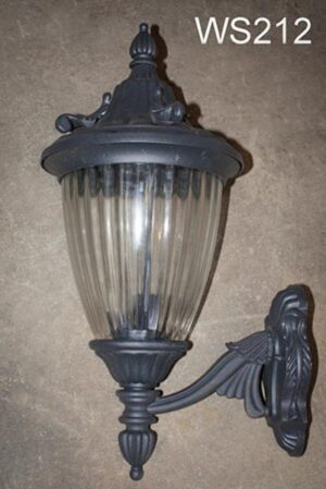 WS212-Qty-2. Black carriage light with glass, uses 3 bulbs 28″ H