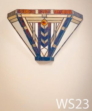 WS23-Qty-3. Stained glass wall sconce uses candelabra bulb. 15" W x 10" H