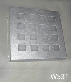 WS31-Qty-2. Grey metal sconce with glass 9"H x 10"W