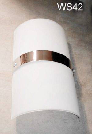 WS42-Qty-6. Glass with chrome band.  10in x 6in.  single regular light bulb