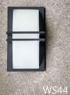 WS44-Qty-2. Dark grey metal with milk glass sconce- Hybrid Leds 24 Volt- 8" x 14"