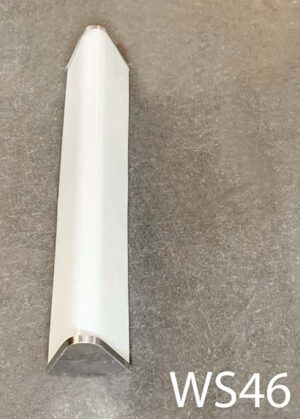 WS46-Qty-2. Stainless 24" base with white glass uses 4 light bulbs. WS47-Qty-2. Stainless 14" base with white glass uses 2 light bulbs.