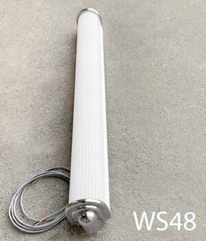 WS48-Qty-2. Stainless vintage wall sconce with milk white grooved cover, hybrid 24volt Leds and cord. 36" long.
